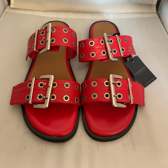 Gaisone Red Leather buckle Women's Sandals EU41 US11 - Picture 3 of 8